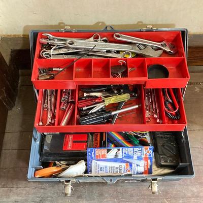 LOT 69: Three Toolboxes with Contents - One Union Metal and Two Plastic (Akro-Mils and Stack-On)