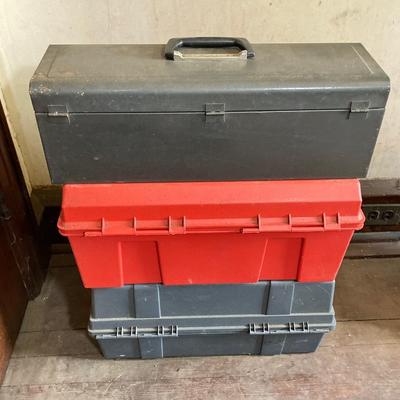 LOT 69: Three Toolboxes with Contents - One Union Metal and Two Plastic (Akro-Mils and Stack-On)