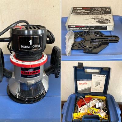 LOT 70: Craftsman 1 Horsepower Router, Craftsman Router Guide, Makita Jig Saw Model # M432 and More