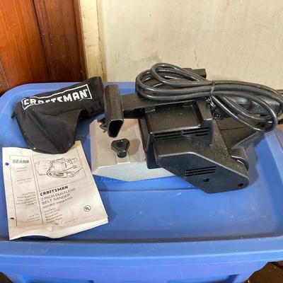 LOT 72: Sears / Craftsman Belt Sander Model # 315.117151, Black & Decker Jig Saw and Red Plastic Toolbox with Contents