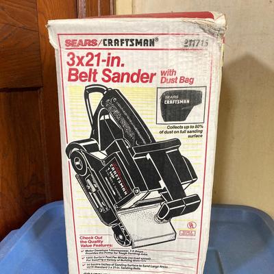 LOT 72: Sears / Craftsman Belt Sander Model # 315.117151, Black & Decker Jig Saw and Red Plastic Toolbox with Contents