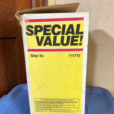 LOT 72: Sears / Craftsman Belt Sander Model # 315.117151, Black & Decker Jig Saw and Red Plastic Toolbox with Contents