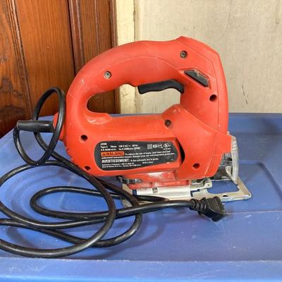 LOT 72: Sears / Craftsman Belt Sander Model # 315.117151, Black & Decker Jig Saw and Red Plastic Toolbox with Contents