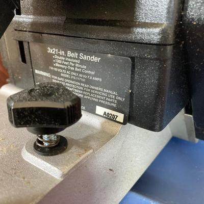 LOT 72: Sears / Craftsman Belt Sander Model # 315.117151, Black & Decker Jig Saw and Red Plastic Toolbox with Contents