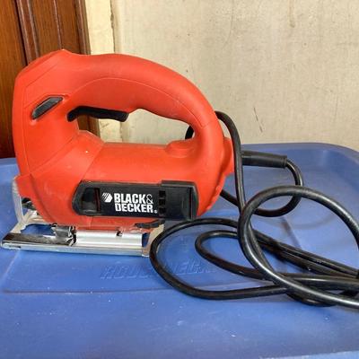 LOT 72: Sears / Craftsman Belt Sander Model # 315.117151, Black & Decker Jig Saw and Red Plastic Toolbox with Contents