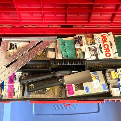 LOT 72: Sears / Craftsman Belt Sander Model # 315.117151, Black & Decker Jig Saw and Red Plastic Toolbox with Contents