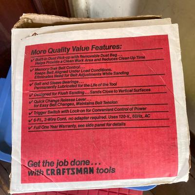LOT 72: Sears / Craftsman Belt Sander Model # 315.117151, Black & Decker Jig Saw and Red Plastic Toolbox with Contents