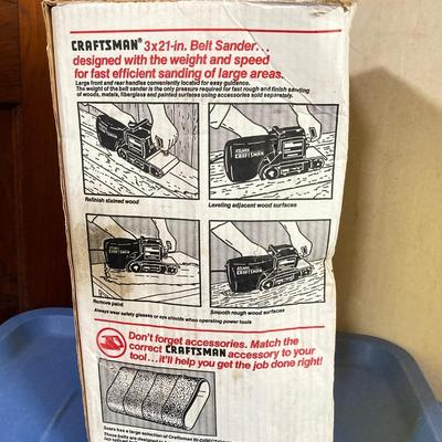 LOT 72: Sears / Craftsman Belt Sander Model # 315.117151, Black & Decker Jig Saw and Red Plastic Toolbox with Contents