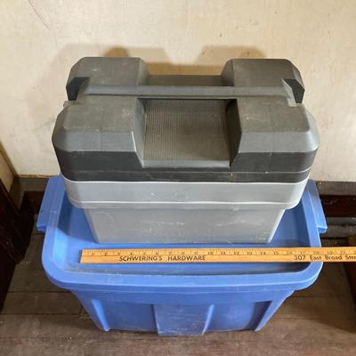 LOT 73: Craftsman 75th Anniversary Tool Set, Craftsman Toolbox, Nicholas Cowhide Tool Pouch and Knee Pads