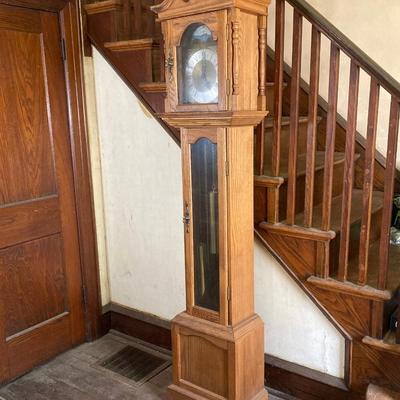 LOT 75: Wooden Grandmother Clock (Made in Germany) Handcrafted By Alfred V. Brimfield