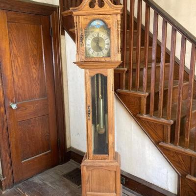 LOT 75: Wooden Grandmother Clock (Made in Germany) Handcrafted By Alfred V. Brimfield