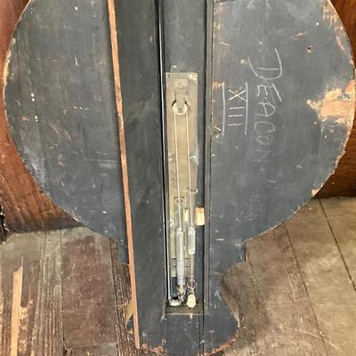 LOT 77: Vintage Wooden Banjo Style Wall Barometer / Thermometer