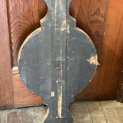 LOT 77: Vintage Wooden Banjo Style Wall Barometer / Thermometer