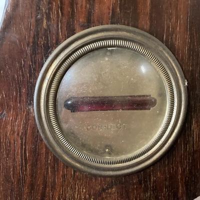 LOT 77: Vintage Wooden Banjo Style Wall Barometer / Thermometer