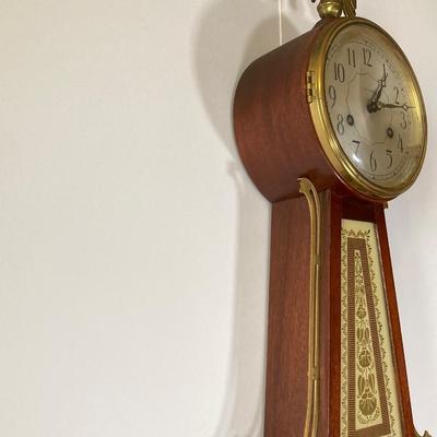 LOT 79: Vintage Seth Thomas Banjo Style Wall Clock #5611 with Key