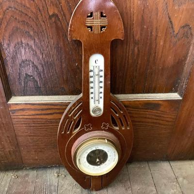 LOT 80: Pair of Vintage Wooden Barometers / Thermometers - Mason and Sullivan Made in England and G.A. Strom Stockholm