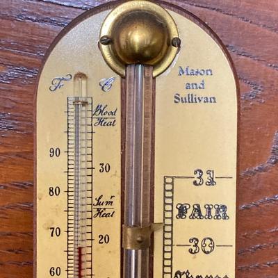 LOT 80: Pair of Vintage Wooden Barometers / Thermometers - Mason and Sullivan Made in England and G.A. Strom Stockholm
