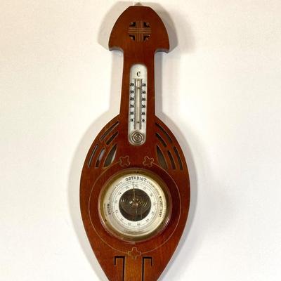 LOT 80: Pair of Vintage Wooden Barometers / Thermometers - Mason and Sullivan Made in England and G.A. Strom Stockholm