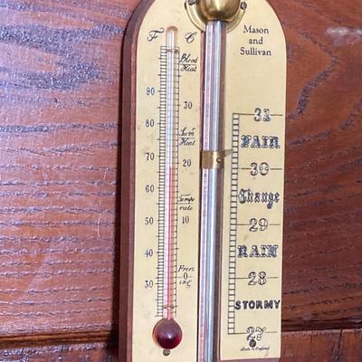 LOT 80: Pair of Vintage Wooden Barometers / Thermometers - Mason and Sullivan Made in England and G.A. Strom Stockholm