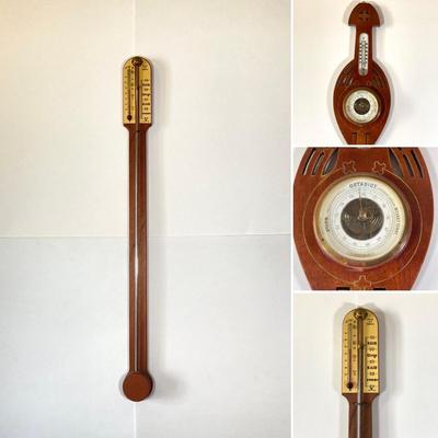 LOT 80: Pair of Vintage Wooden Barometers / Thermometers - Mason and Sullivan Made in England and G.A. Strom Stockholm