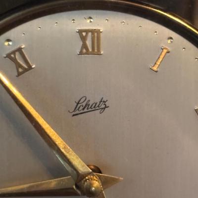 LOT 83: Vintage Schatz 54-1000 Day Anniversary Clock & Schatz MCM Brass 400 Day Anniversary Clock