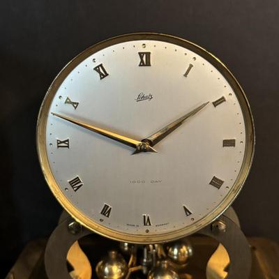 LOT 83: Vintage Schatz 54-1000 Day Anniversary Clock & Schatz MCM Brass 400 Day Anniversary Clock