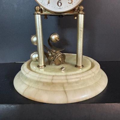 LOT 92: Vintage Anniversary Clocks: Borgfeldt Anniversary Clock w/Marble Base & an Unmarked