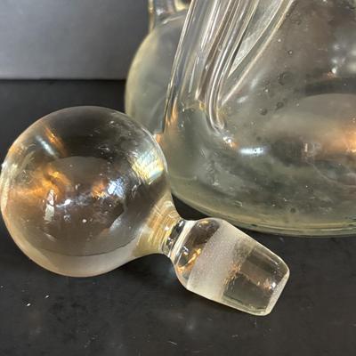 LOT 95: Vintage Windowpane Ice bucket & Matching Glasses, Etched Crystal Wine Decanter & More