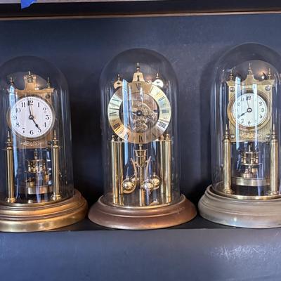 LOT 98: Collection of 3 Vintage Anniversary Clocks: Elgin/S. Haller, W. Germany, Gustav Becker