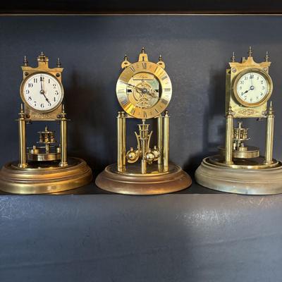 LOT 98: Collection of 3 Vintage Anniversary Clocks: Elgin/S. Haller, W. Germany, Gustav Becker
