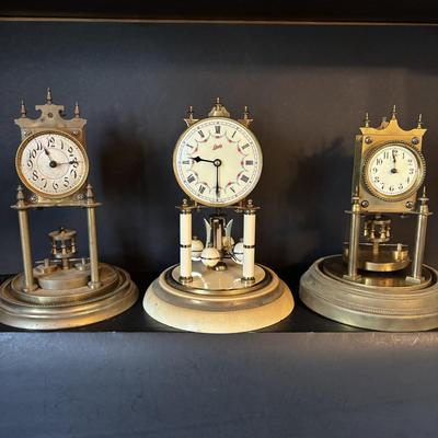LOT 103: Vintage Germany Jahresuhrenfabrik Floral 400 Day Anniversary Clock and Vintage Schatz, Germany Anniversary Clocks