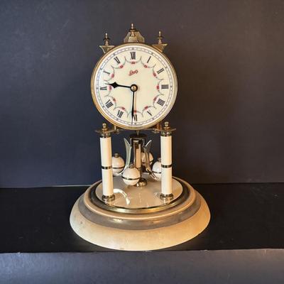 LOT 103: Vintage Germany Jahresuhrenfabrik Floral 400 Day Anniversary Clock and Vintage Schatz, Germany Anniversary Clocks