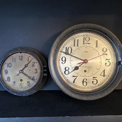 LOT 108: Vintage Ships Clock Collection: Chelsea (no glass) & Seth Thomas