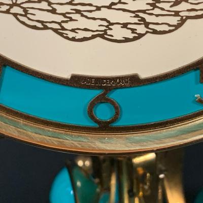 LOT 167: Set of Two (2) Schatz Glass Domed Mechanical 400 Day Clocks - Turquoise and Black Diamond Face