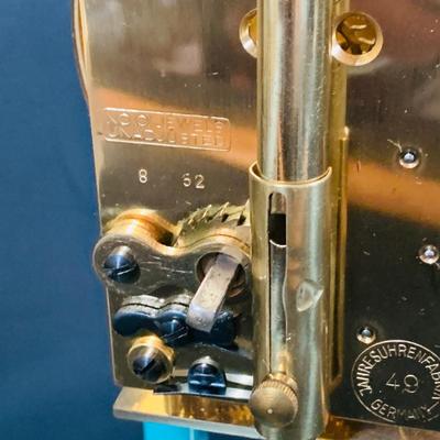 LOT 167: Set of Two (2) Schatz Glass Domed Mechanical 400 Day Clocks - Turquoise and Black Diamond Face