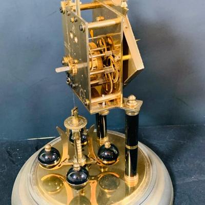 LOT 167: Set of Two (2) Schatz Glass Domed Mechanical 400 Day Clocks - Turquoise and Black Diamond Face