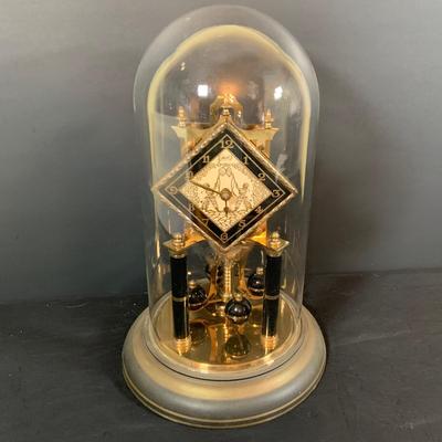 LOT 167: Set of Two (2) Schatz Glass Domed Mechanical 400 Day Clocks - Turquoise and Black Diamond Face