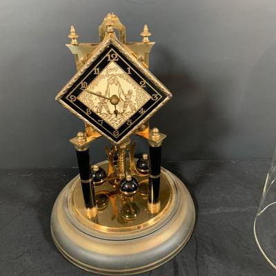 LOT 167: Set of Two (2) Schatz Glass Domed Mechanical 400 Day Clocks - Turquoise and Black Diamond Face