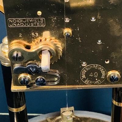 LOT 167: Set of Two (2) Schatz Glass Domed Mechanical 400 Day Clocks - Turquoise and Black Diamond Face