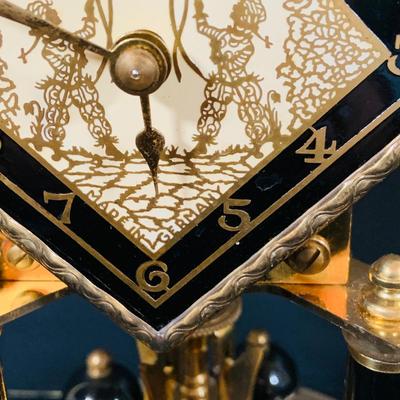 LOT 167: Set of Two (2) Schatz Glass Domed Mechanical 400 Day Clocks - Turquoise and Black Diamond Face