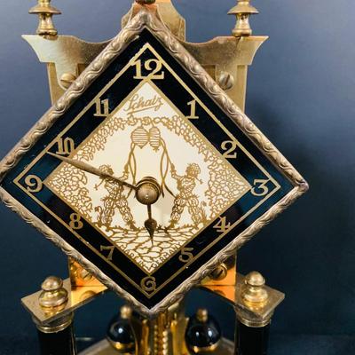 LOT 167: Set of Two (2) Schatz Glass Domed Mechanical 400 Day Clocks - Turquoise and Black Diamond Face