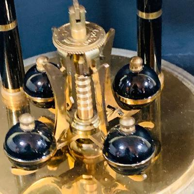 LOT 167: Set of Two (2) Schatz Glass Domed Mechanical 400 Day Clocks - Turquoise and Black Diamond Face