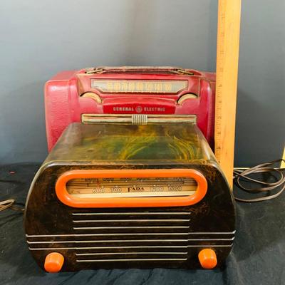 LOT 169: Set of Two (2) Vintage Electric Radios - Art Deco Fada Temple Radio and General Electric Model 164 Tube Radio