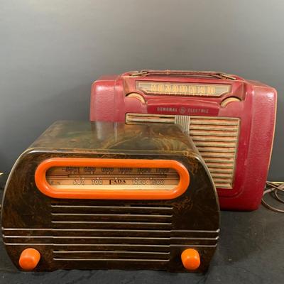 LOT 169: Set of Two (2) Vintage Electric Radios - Art Deco Fada Temple Radio and General Electric Model 164 Tube Radio