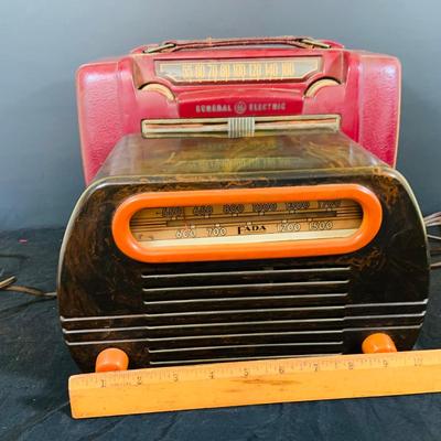LOT 169: Set of Two (2) Vintage Electric Radios - Art Deco Fada Temple Radio and General Electric Model 164 Tube Radio