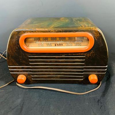 LOT 169: Set of Two (2) Vintage Electric Radios - Art Deco Fada Temple Radio and General Electric Model 164 Tube Radio