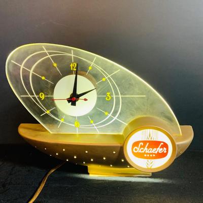LOT 172: Schaefer Beer Atomic Clock/Light Budweiser and Schmid’s Beer Coasters, Cast iron Ashtray and More