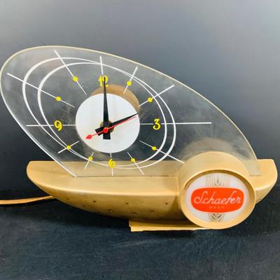 LOT 172: Schaefer Beer Atomic Clock/Light Budweiser and Schmid’s Beer Coasters, Cast iron Ashtray and More