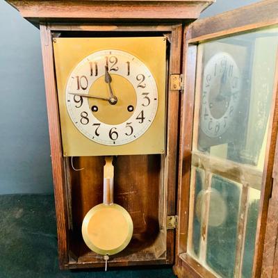 LOT 173: Set of Two (2) Wall Clocks - Mission Clock and Wood Wall Clock