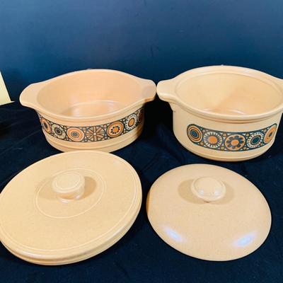 LOT 1754: Assortment of Kiln Craft Bacchus Ceramic Serving Pieces Including Soup Crocks , Serving /Bowls with Lids, Creamers and Sugar...